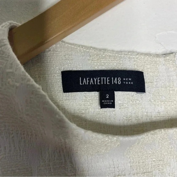 Lafayette 148 White Zipper Back Blouse Size 2 - Picture 5 of 6